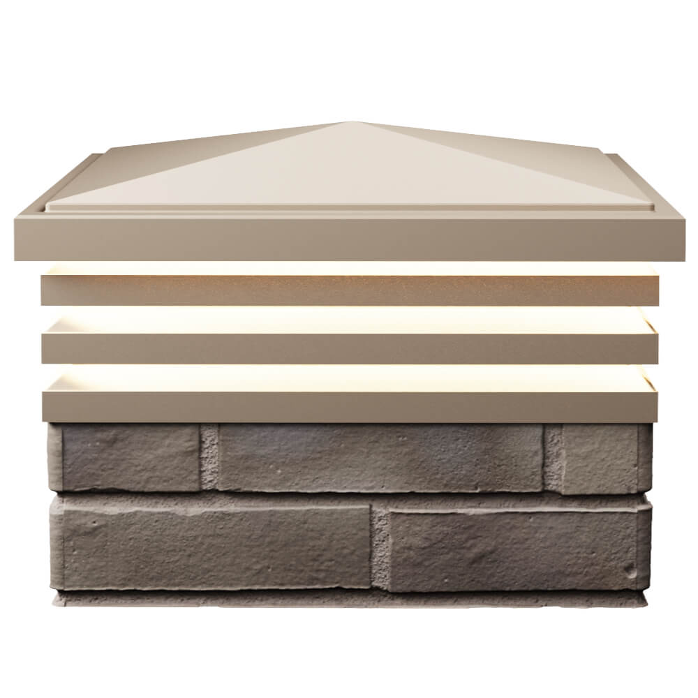 Колпак Zking Бона ХайТек Бежевый на столб 1.5х1.5 кирпича (385х385мм) с подсветкой в Балашихе фото
