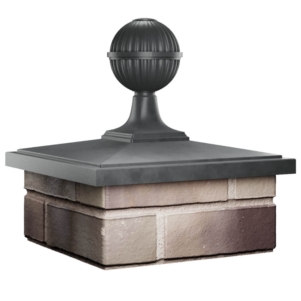 Колпак Zking БонаМоно Серый с шаром на столб 1.5х1.5 кирпича (385х385, 400х400мм) в сборе в Балашихе фото