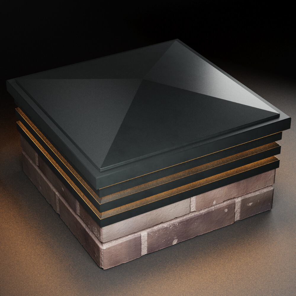 Колпак Zking Бона ХайТек Черный на столб 2х2 кирпича (513х513мм) с подсветкой в Балашихе фото