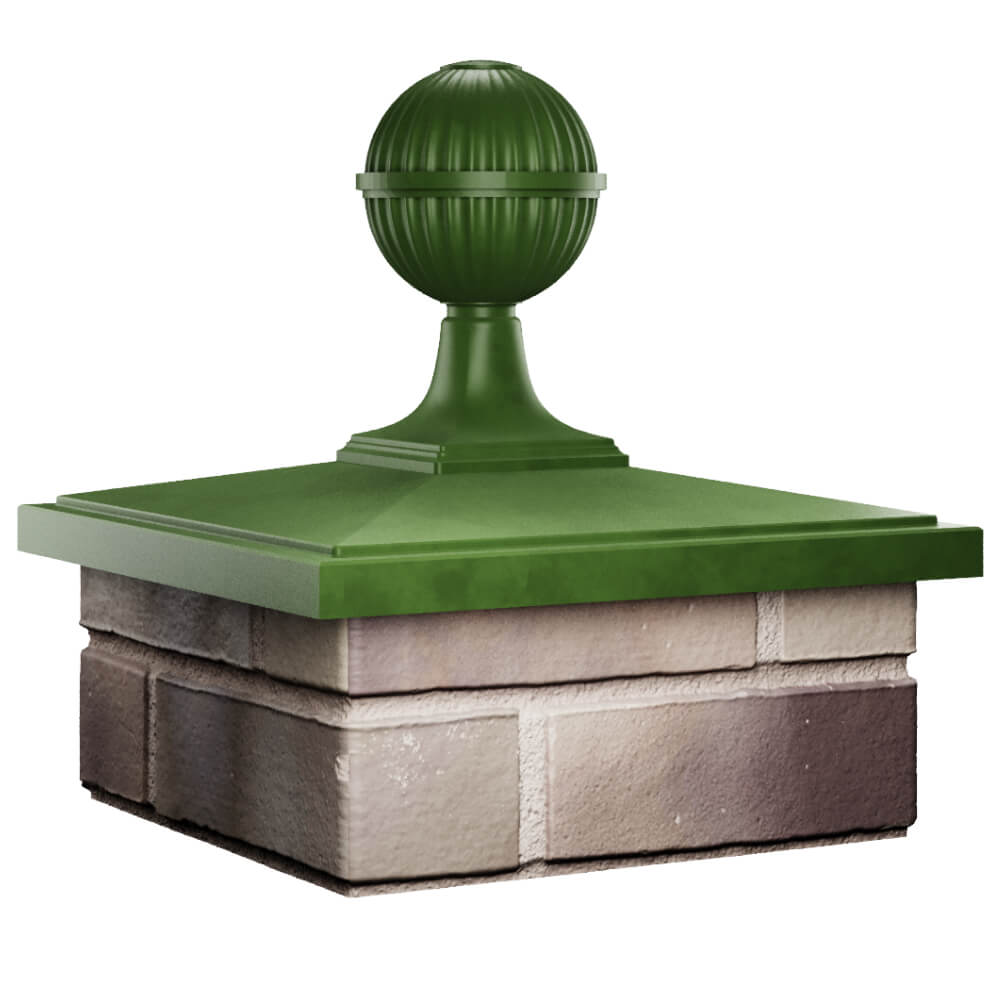 Колпак Zking БонаМоно Зеленый с шаром на столб 1.5х1.5 кирпича (385х385, 400х400мм) в сборе в Балашихе фото