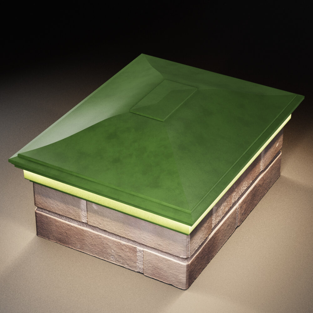 Колпак Zking Монблан Зеленый на столб 2х1.5 кирпича (515х385мм) c подсветкой в Балашихе фото