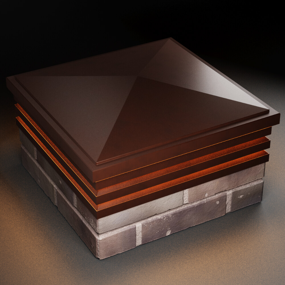 Колпак Zking Бона ХайТек Коричневый на столб 2х2 кирпича (513х513мм) с подсветкой в Балашихе фото