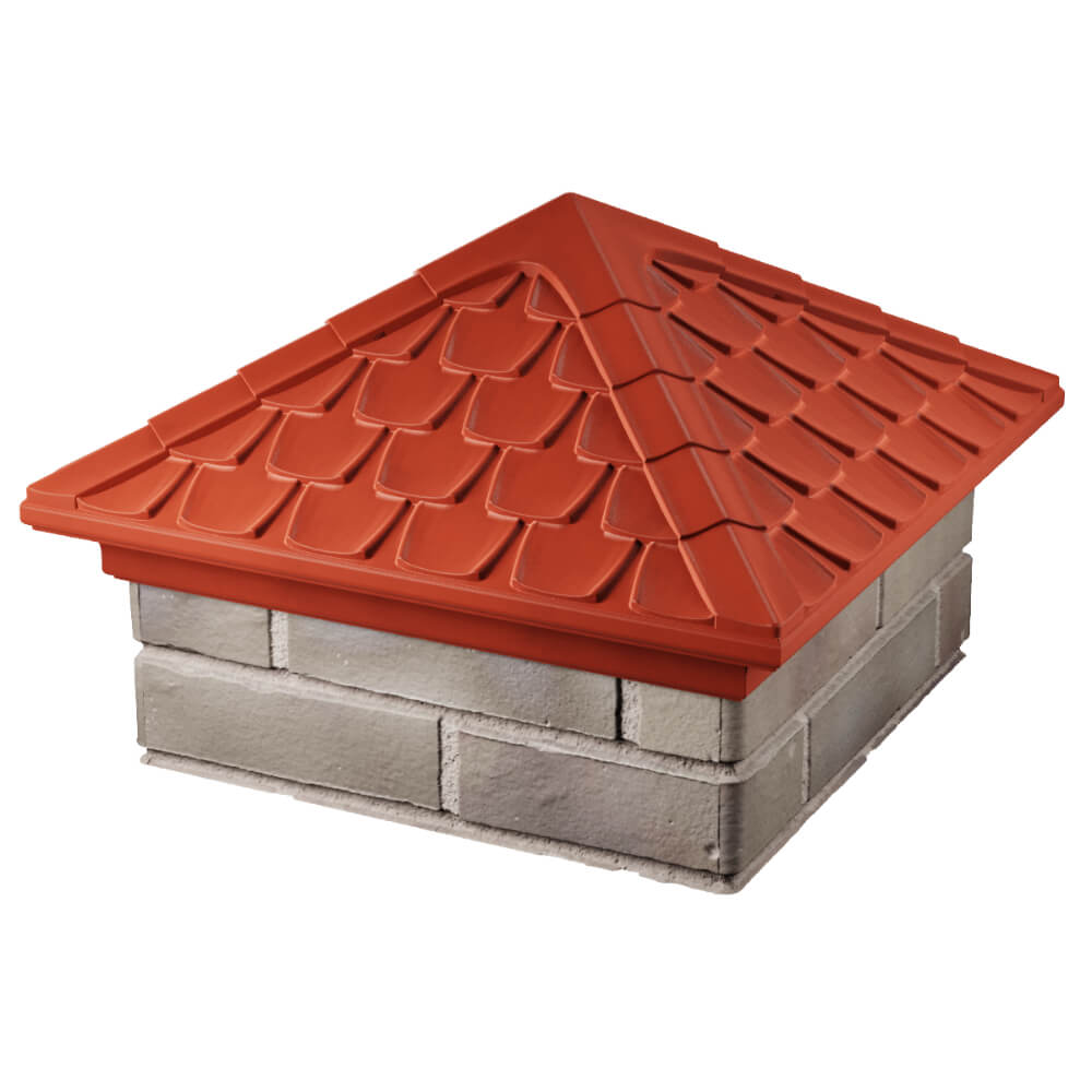 Колпак Zking Эльбрус Красный на столб 1.5х1.5 кирпича (385х385мм) в Балашихе фото