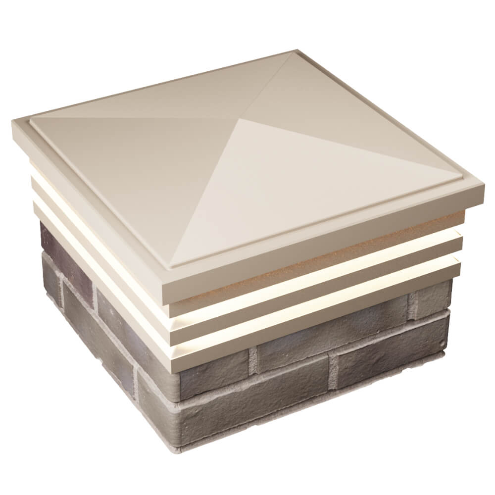 Колпак Zking Бона ХайТек Бежевый на столб 1.5х1.5 кирпича (385х385мм) с подсветкой в Балашихе фото