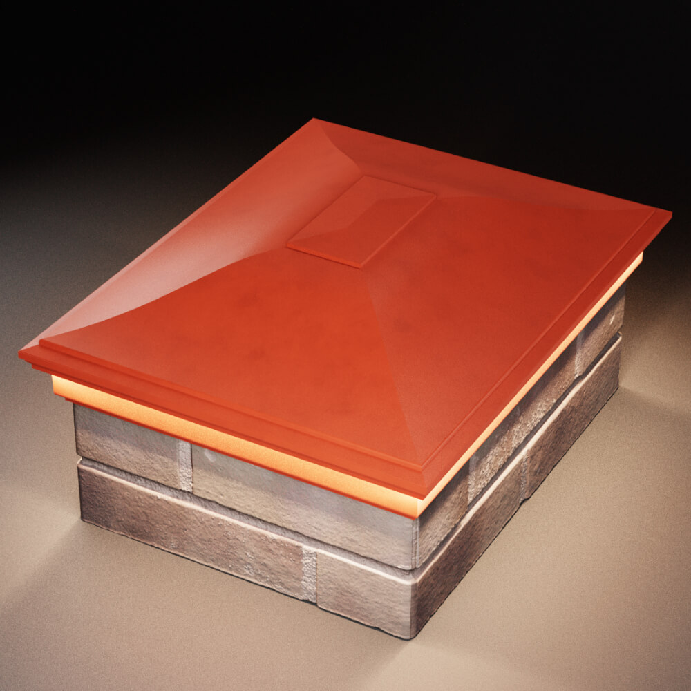 Колпак Zking Монблан Красный на столб 2х1.5 кирпича (515х385мм) c подсветкой в Балашихе фото