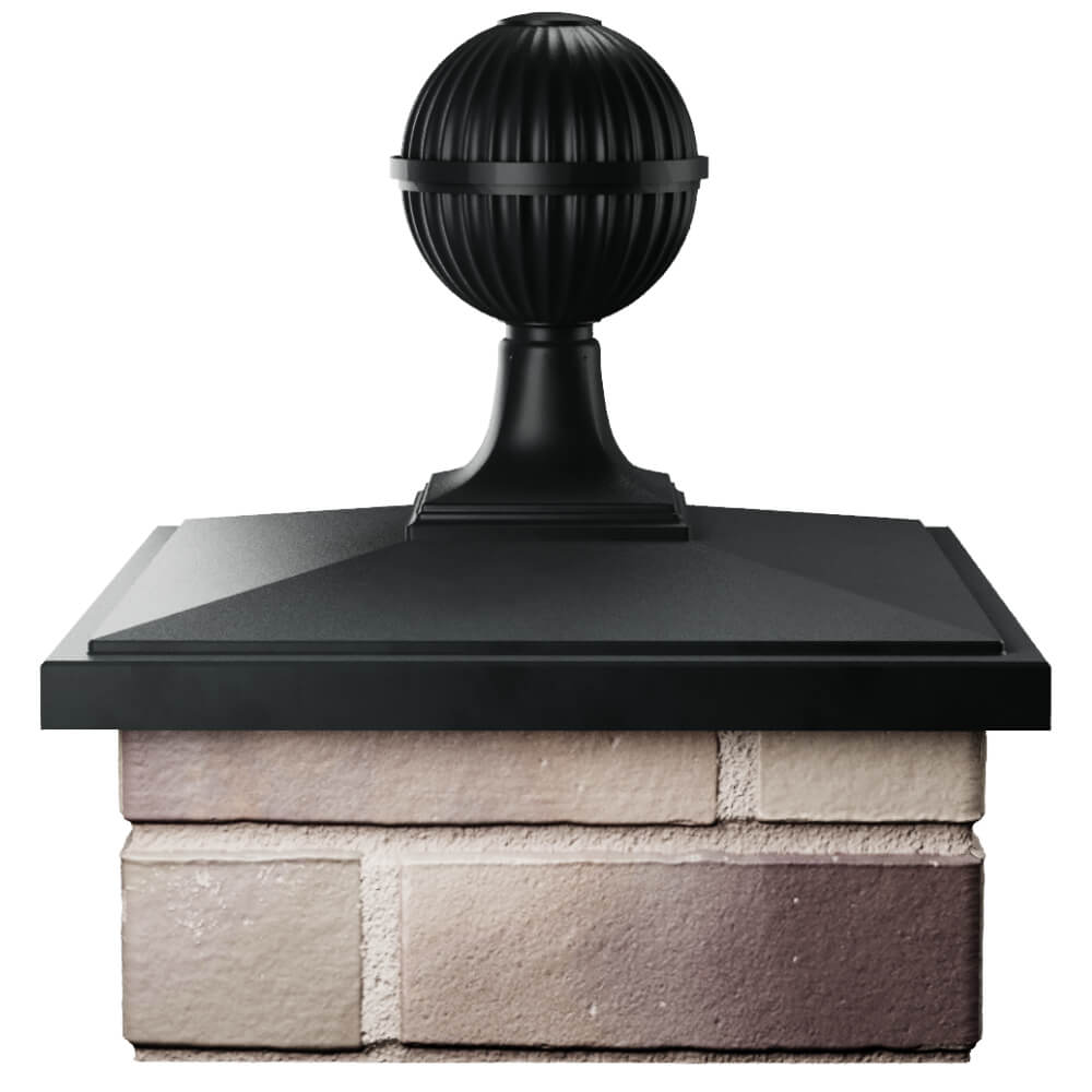 Колпак Zking БонаМоно Черный с шаром на столб 1.5х1.5 кирпича (385х385, 400х400мм) в сборе Балашиха фото
