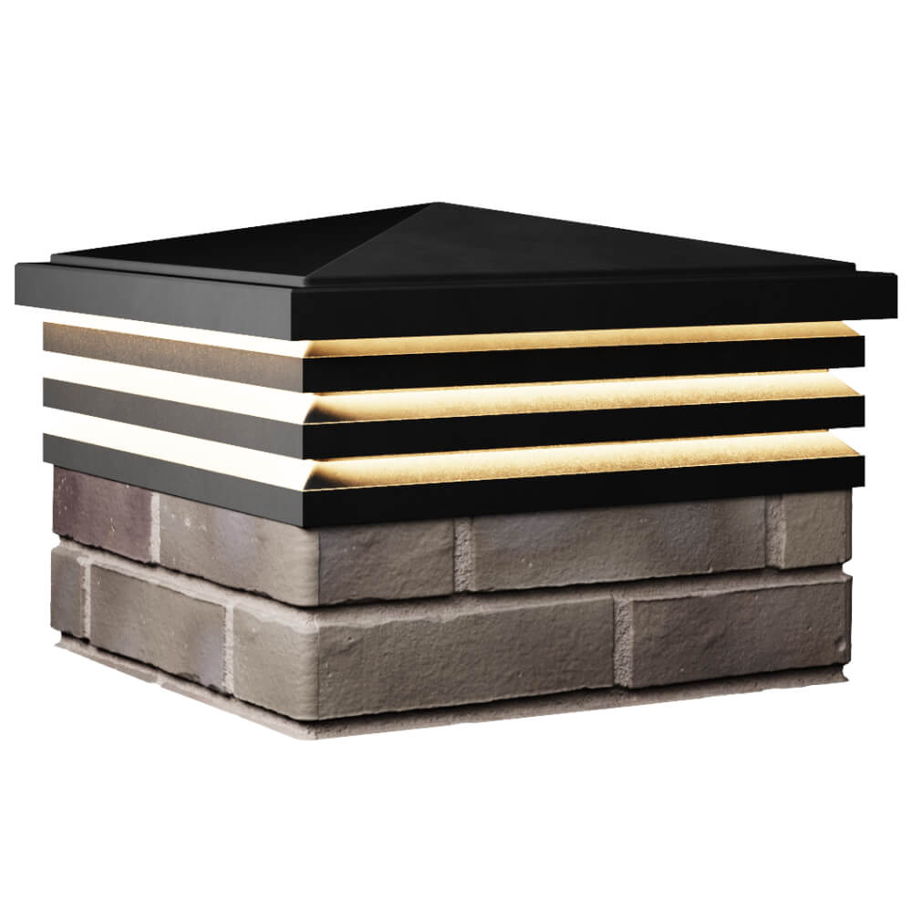 Колпак Zking Бона ХайТек Черный на столб 1.5х1.5 кирпича (385х385мм) с подсветкой в Балашихе фото