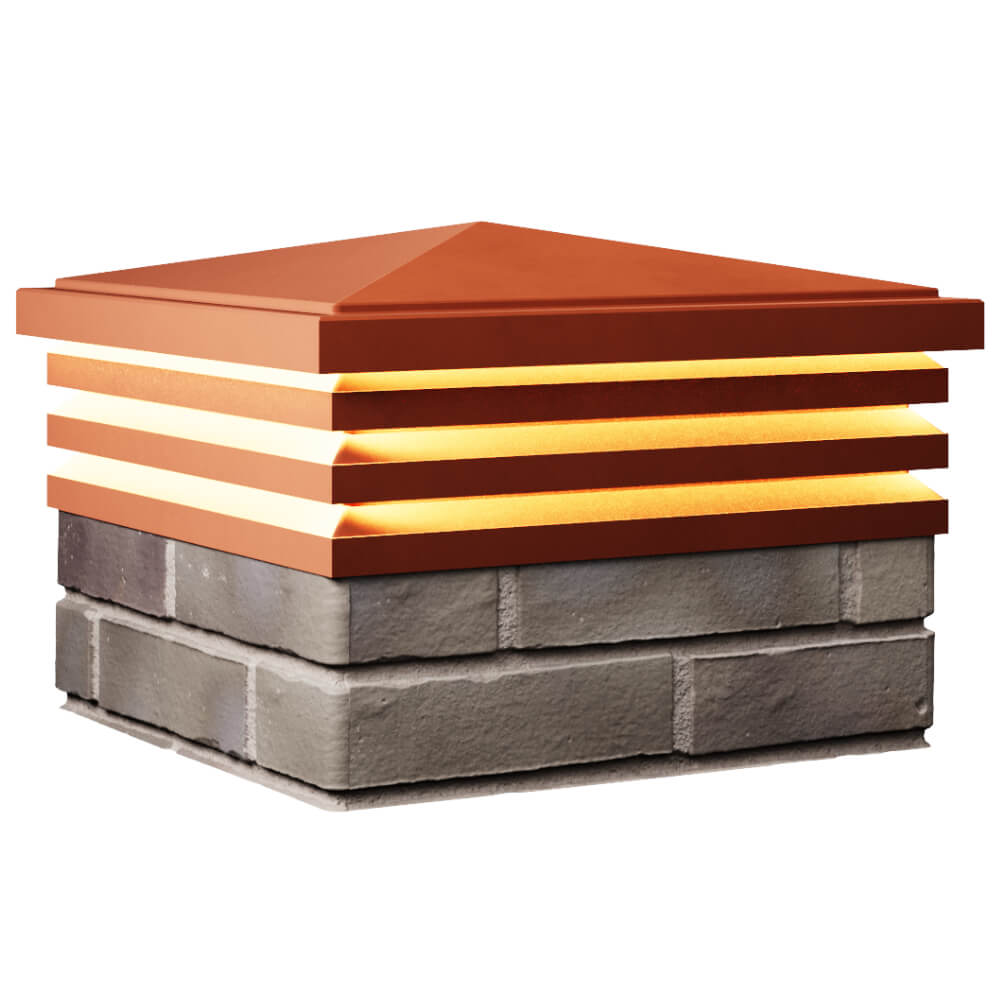 Колпак Zking Бона ХайТек Красный на столб 1.5х1.5 кирпича (385х385мм) с подсветкой в Балашихе фото