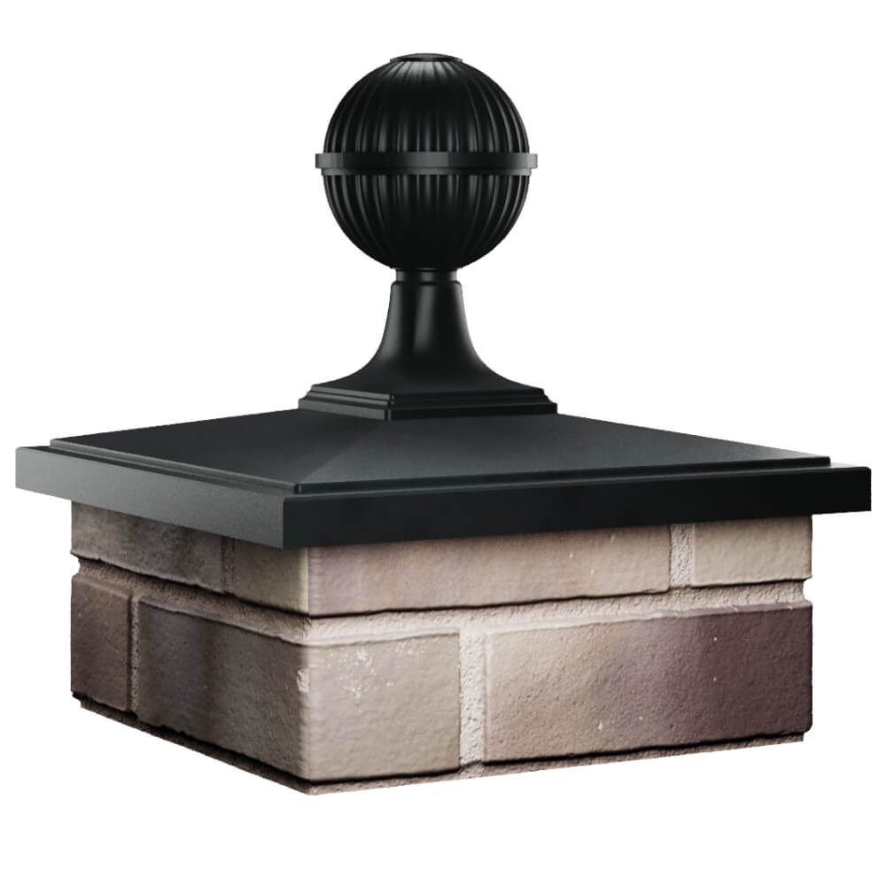 Колпак Zking БонаМоно Черный с шаром на столб 1.5х1.5 кирпича (385х385, 400х400мм) в сборе в Балашихе фото