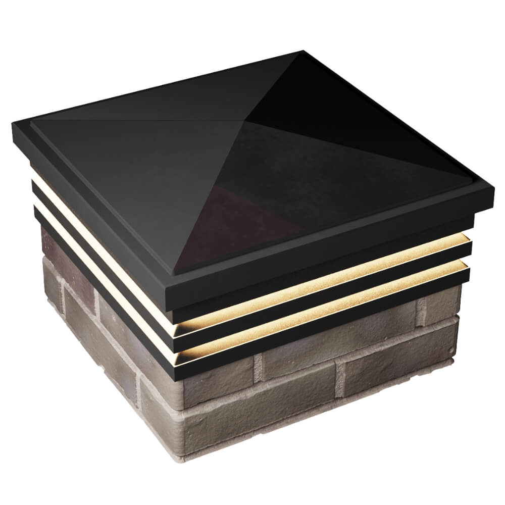 Колпак Zking Бона ХайТек Черный на столб 1.5х1.5 кирпича (385х385мм) с подсветкой в Балашихе фото