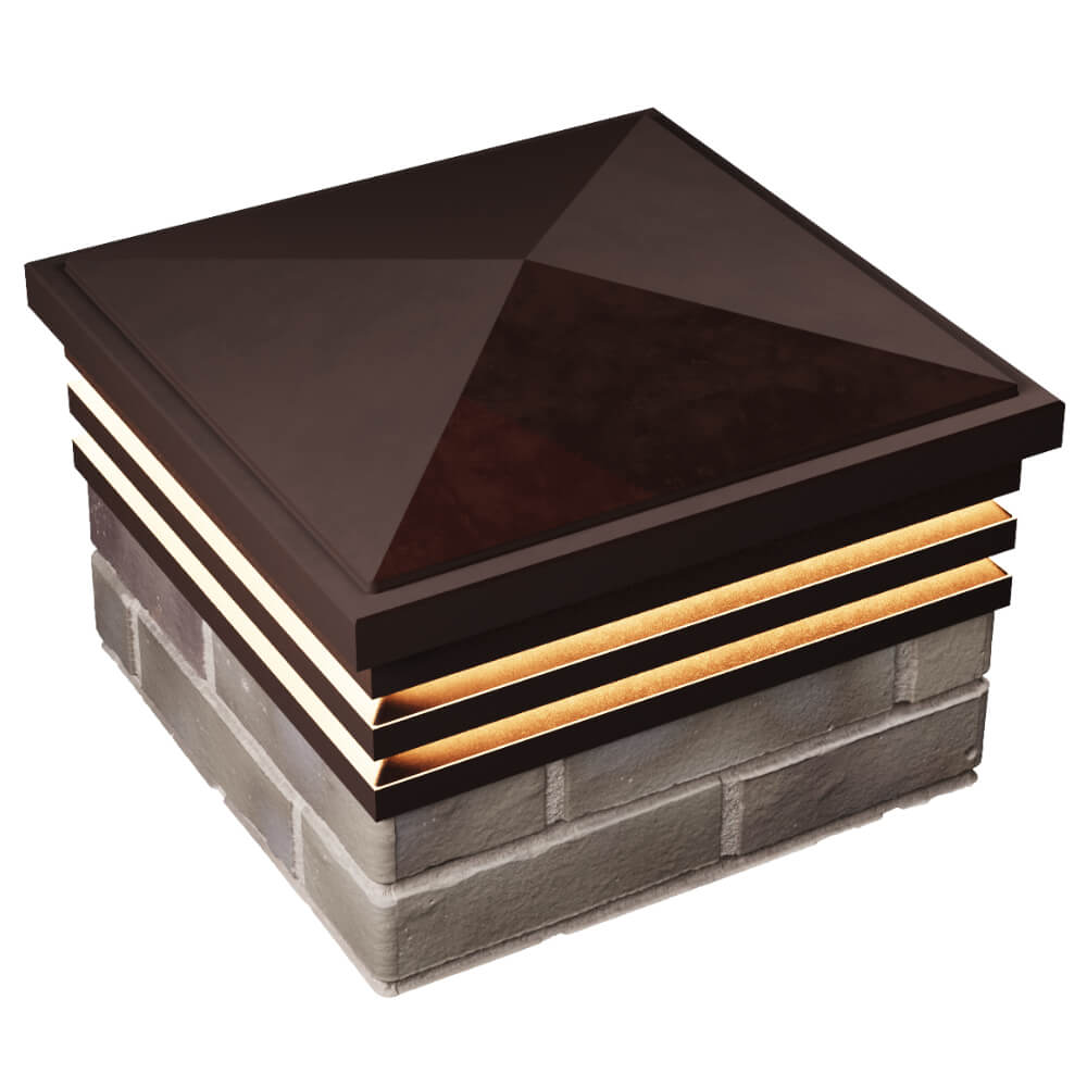 Колпак Zking Бона ХайТек Коричневый на столб 1.5х1.5 кирпича (385х385мм) с подсветкой в Балашихе фото