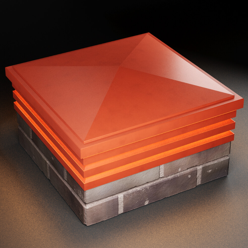 Колпак Zking Бона ХайТек Красный на столб 2х2 кирпича (513х513мм) с подсветкой в Балашихе фото