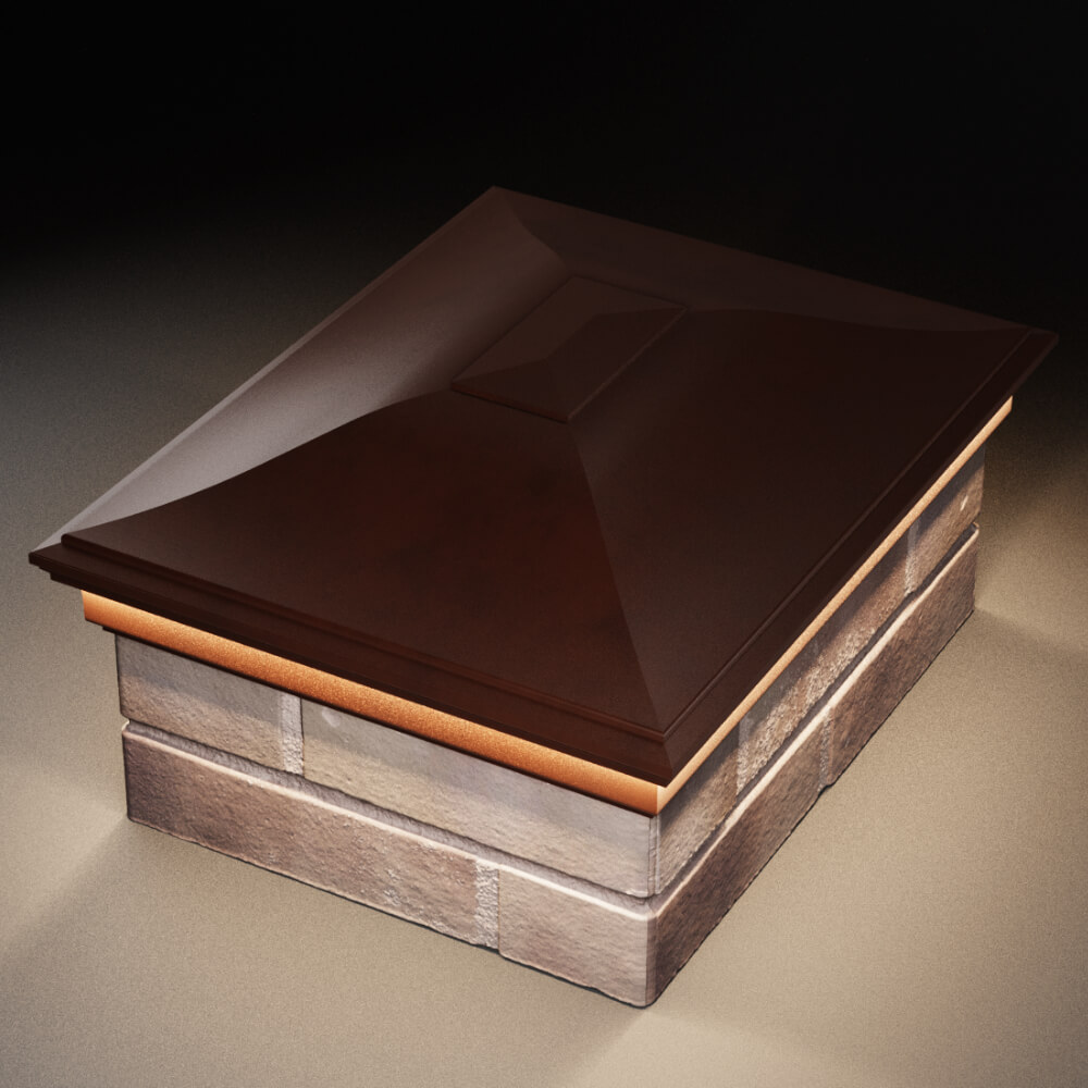 Колпак Zking Монблан Коричневый на столб 2х1.5 кирпича (515х385мм) c подсветкой в Балашихе фото