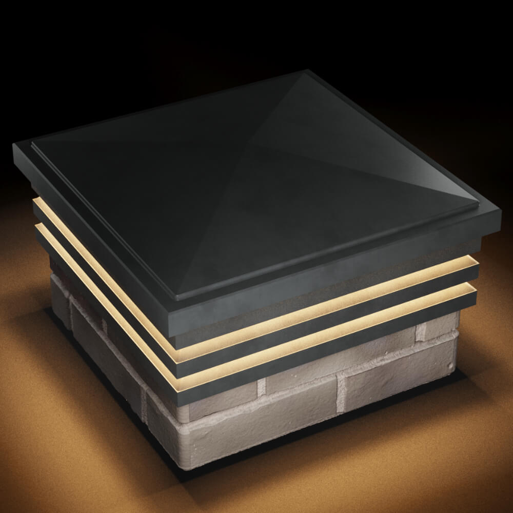 Колпак Zking Бона ХайТек Серый на столб 1.5х1.5 кирпича (385х385мм) с подсветкой в Балашихе фото