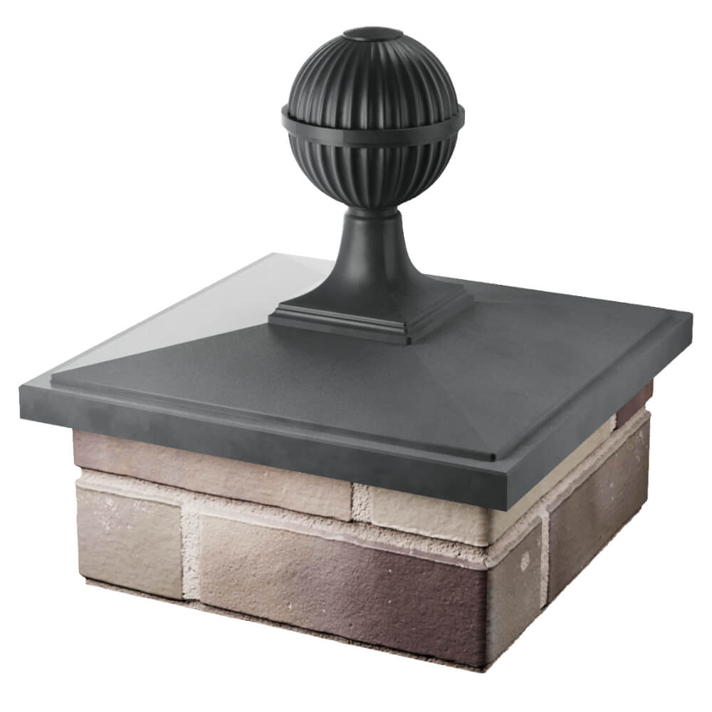 Колпак Zking БонаМоно Серый с шаром на столб 1.5х1.5 кирпича (385х385, 400х400мм) в сборе в Балашихе фото