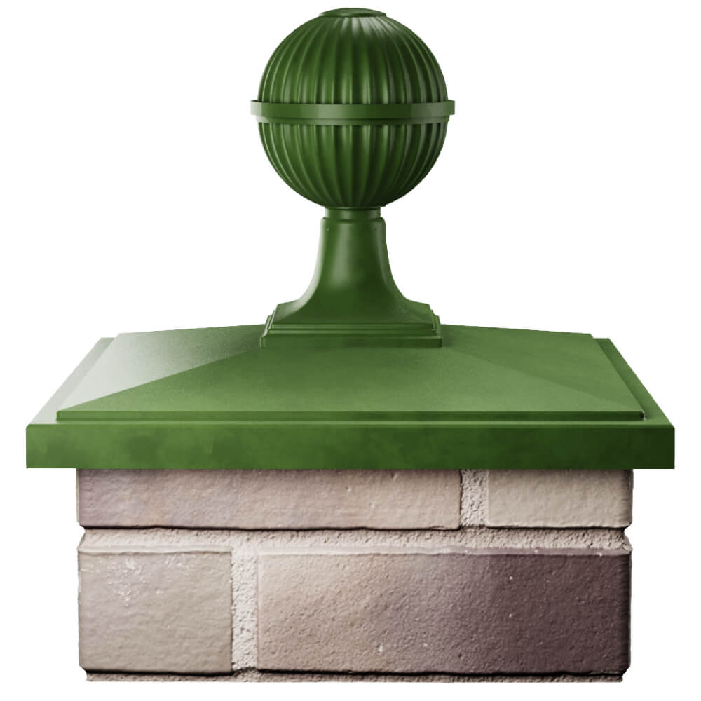 Колпак Zking БонаМоно Зеленый с шаром на столб 1.5х1.5 кирпича (385х385, 400х400мм) в сборе Балашиха фото