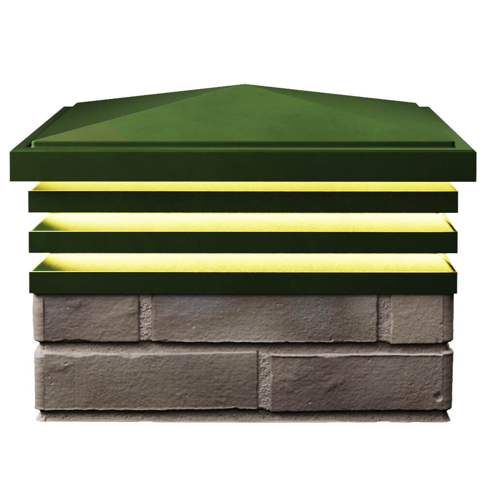 Колпак Zking Бона ХайТек Зеленый на столб 1.5х1.5 кирпича (385х385мм) с подсветкой в Балашихе фото