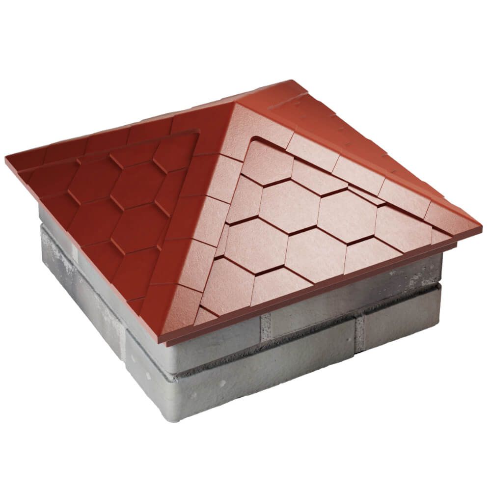 Колпак Zking Эверест Красный на столб 1.5х1.5 кирпича (390х390мм) в Балашихе фото