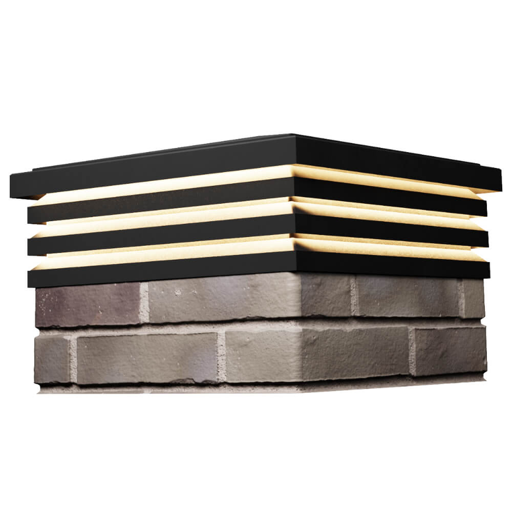 Колпак Zking Бона ХайТек Черный на столб 1.5х1.5 кирпича (385х385мм) с подсветкой в Балашихе фото