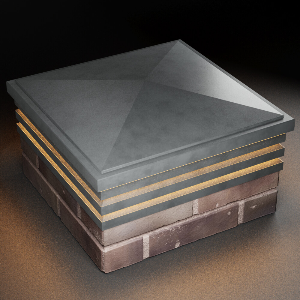 Колпак Zking Бона ХайТек Серый на столб 2х2 кирпича (513х513мм) с подсветкой в Балашихе фото