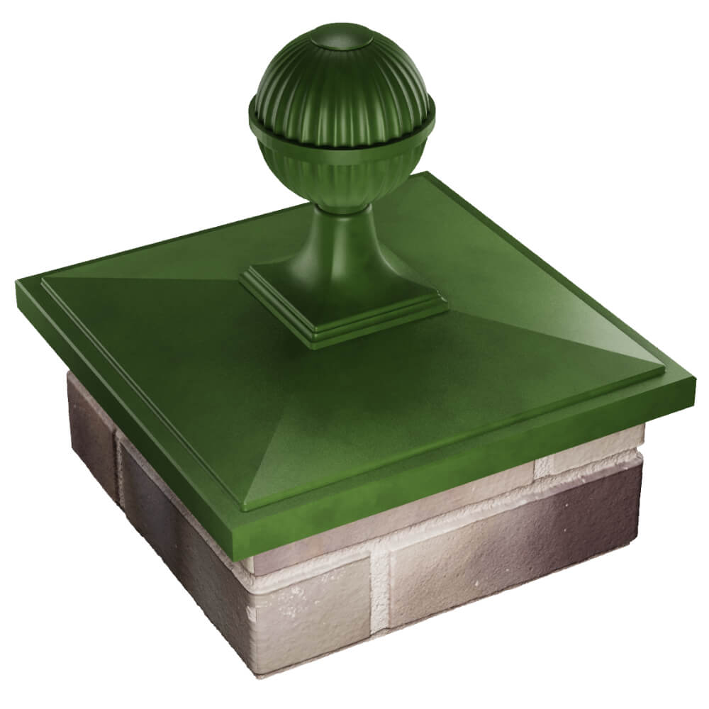 Колпак Zking БонаМоно Зеленый с шаром на столб 1.5х1.5 кирпича (385х385, 400х400мм) в сборе в Балашихе фото