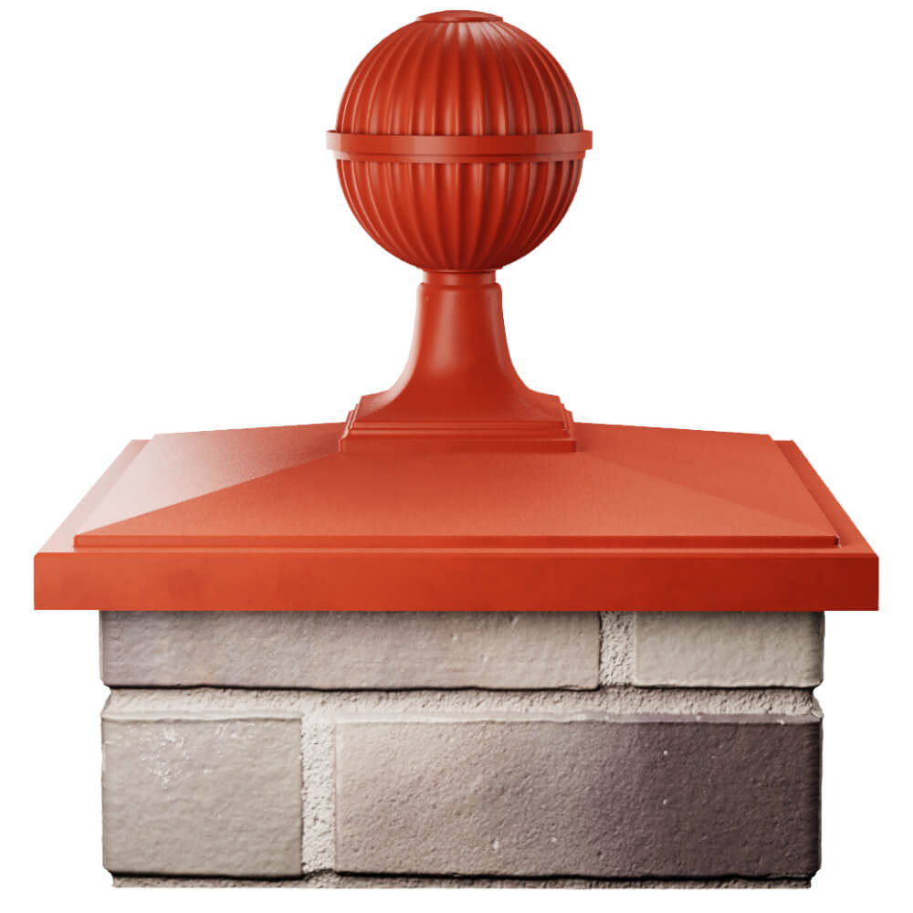 Колпак Zking БонаМоно Красный с шаром на столб 1.5х1.5 кирпича (385х385, 400х400мм) в сборе Балашиха фото