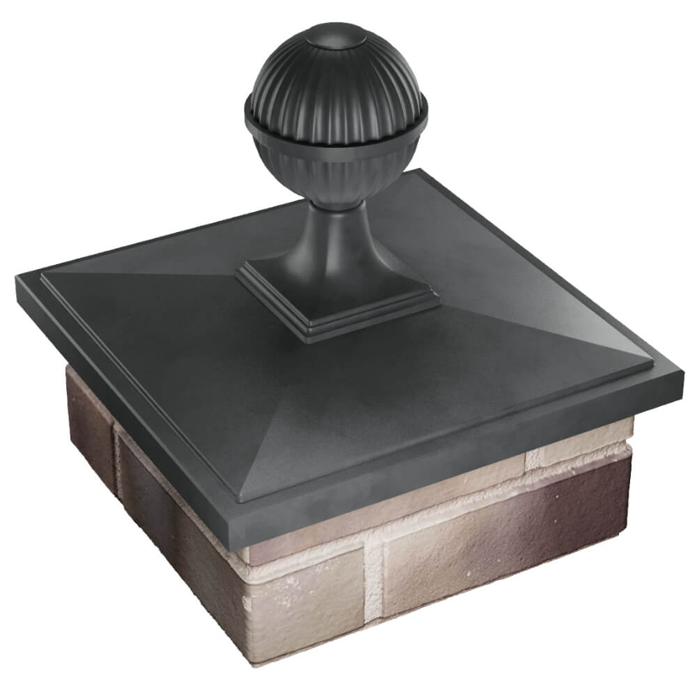 Колпак Zking БонаМоно Серый с шаром на столб 1.5х1.5 кирпича (385х385, 400х400мм) в сборе в Балашихе фото