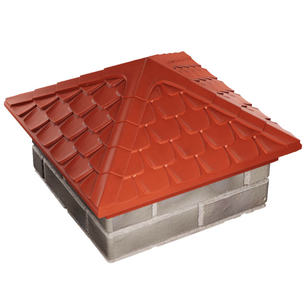 Колпак Zking Эльбрус Красный на столб 1.5х1.5 кирпича (385х385мм) в Балашихе фото