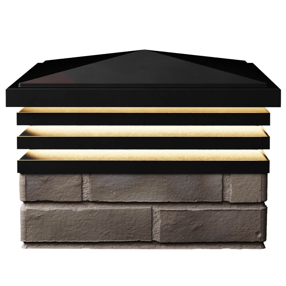 Колпак Zking Бона ХайТек Черный на столб 1.5х1.5 кирпича (385х385мм) с подсветкой в Балашихе фото