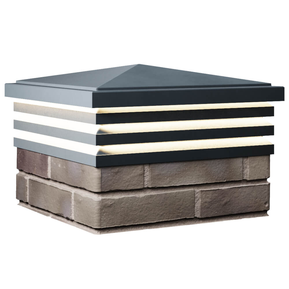 Колпак Zking Бона ХайТек Серый на столб 1.5х1.5 кирпича (385х385мм) с подсветкой в Балашихе фото