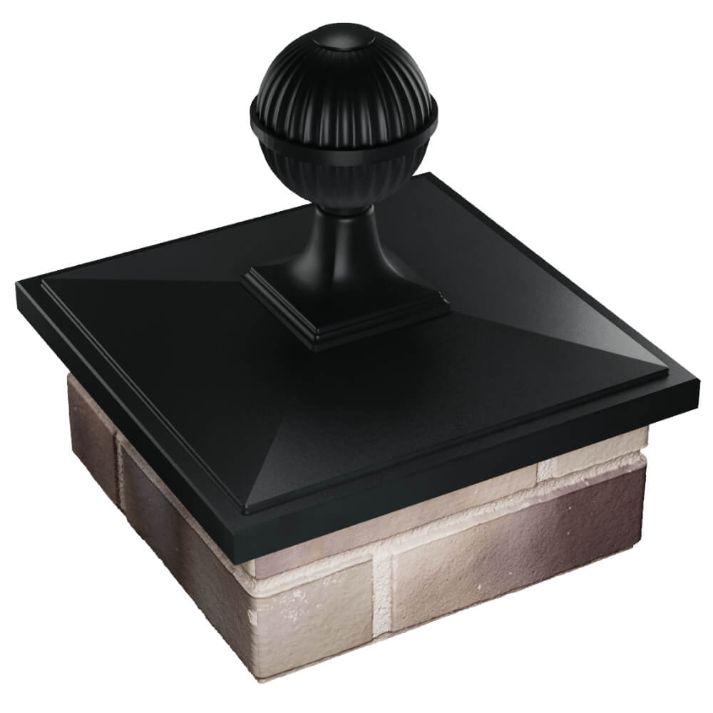 Колпак Zking БонаМоно Черный с шаром на столб 1.5х1.5 кирпича (385х385, 400х400мм) в сборе в Балашихе фото