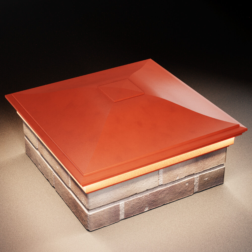 Колпак Zking Монблан Красный на столб 2х2 кирпича (515х515мм) c подсветкой в Балашихе фото