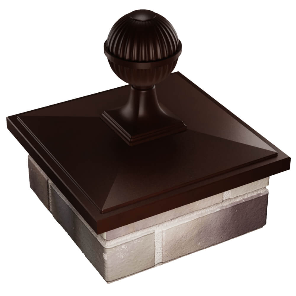 Колпак Zking БонаМоно Коричневый с шаром на столб 1.5х1.5 кирпича (385х385, 400х400мм) в сборе в Балашихе фото