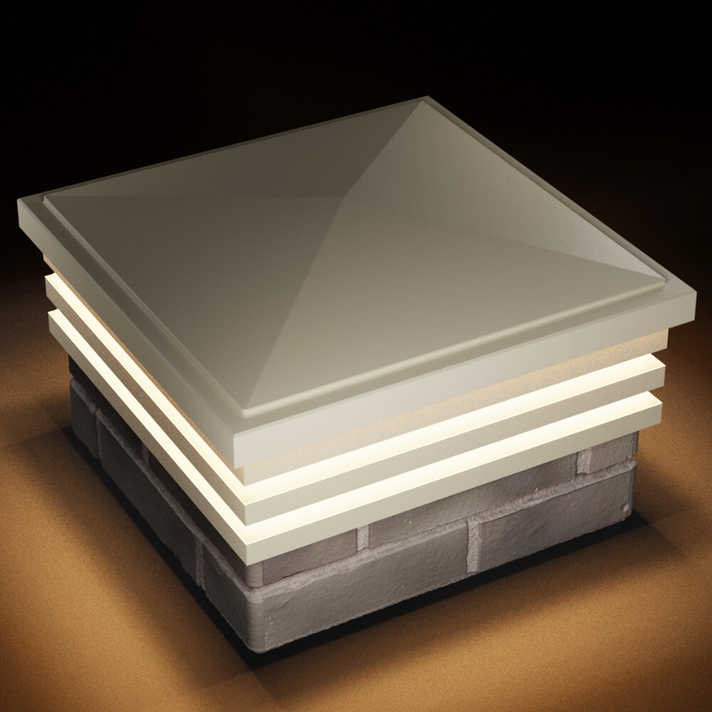 Колпак Zking Бона ХайТек Бежевый на столб 1.5х1.5 кирпича (385х385мм) с подсветкой в Балашихе фото