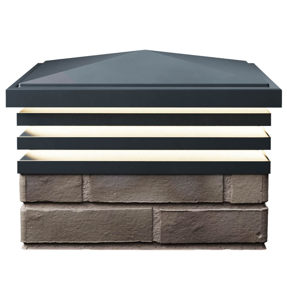 Колпак Zking Бона ХайТек Серый на столб 1.5х1.5 кирпича (385х385мм) с подсветкой в Балашихе фото