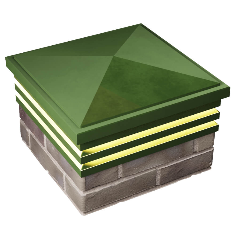 Колпак Zking Бона ХайТек Зеленый на столб 1.5х1.5 кирпича (385х385мм) с подсветкой в Балашихе фото