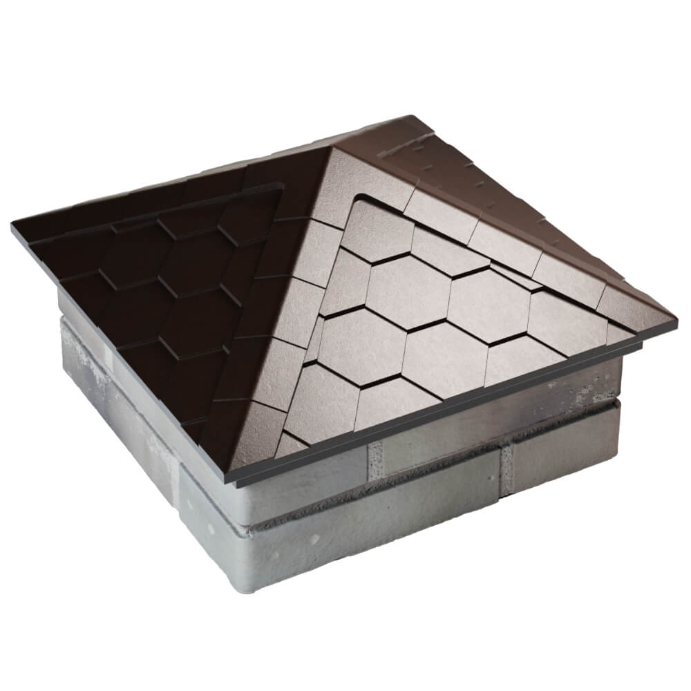 Колпак Zking Эверест Коричневый на столб 1.5х1.5 кирпича (390х390мм) в Балашихе фото