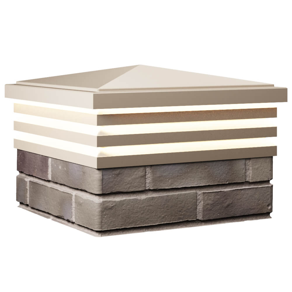 Колпак Zking Бона ХайТек Бежевый на столб 1.5х1.5 кирпича (385х385мм) с подсветкой в Балашихе фото