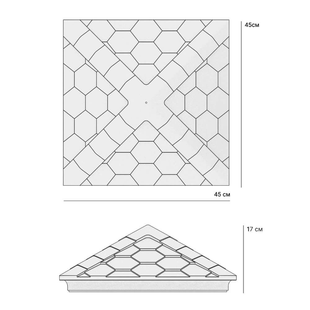 Колпак Zking Эверест Серый на столб 1.5х1.5 кирпича (390х390мм) в Балашихе фото