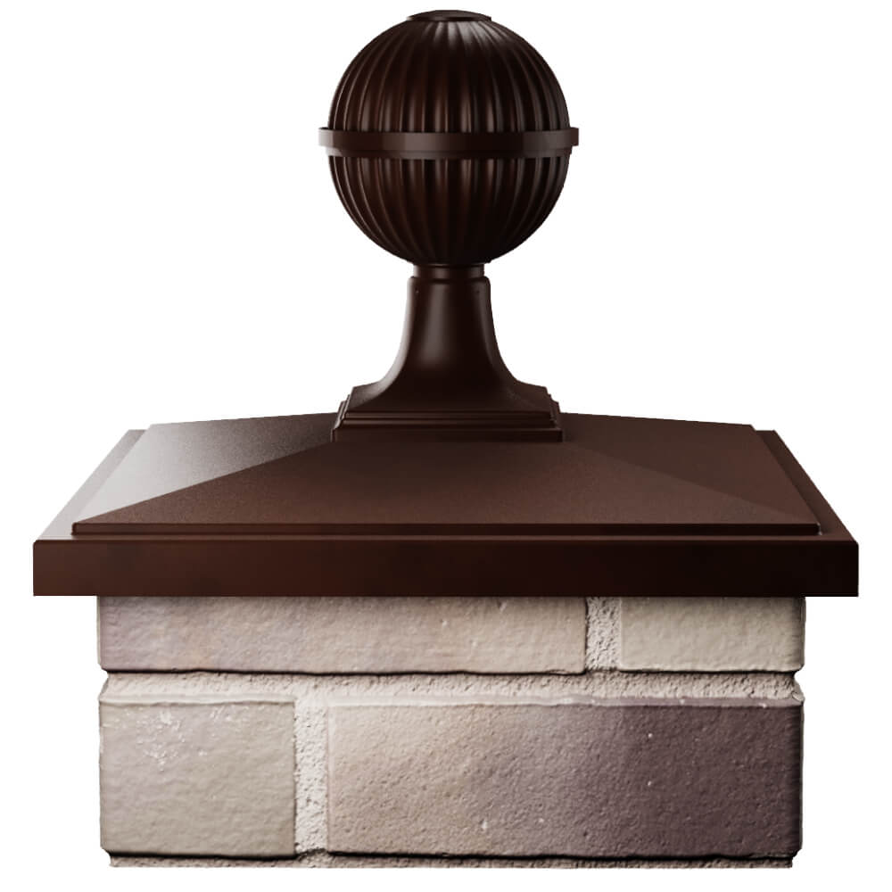 Колпак Zking БонаМоно Коричневый с шаром на столб 1.5х1.5 кирпича (385х385, 400х400мм) в сборе Балашиха фото