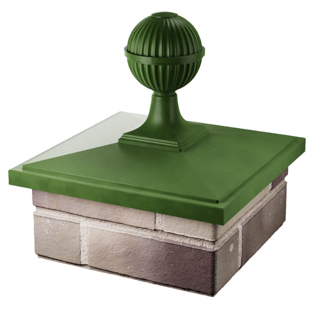Колпак Zking БонаМоно Зеленый с шаром на столб 1.5х1.5 кирпича (385х385, 400х400мм) в сборе в Балашихе фото