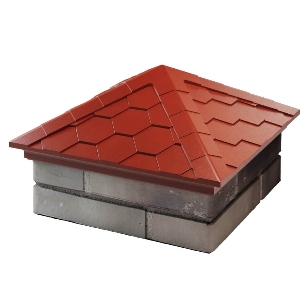 Колпак Zking Эверест Красный на столб 1.5х1.5 кирпича (390х390мм) в Балашихе фото