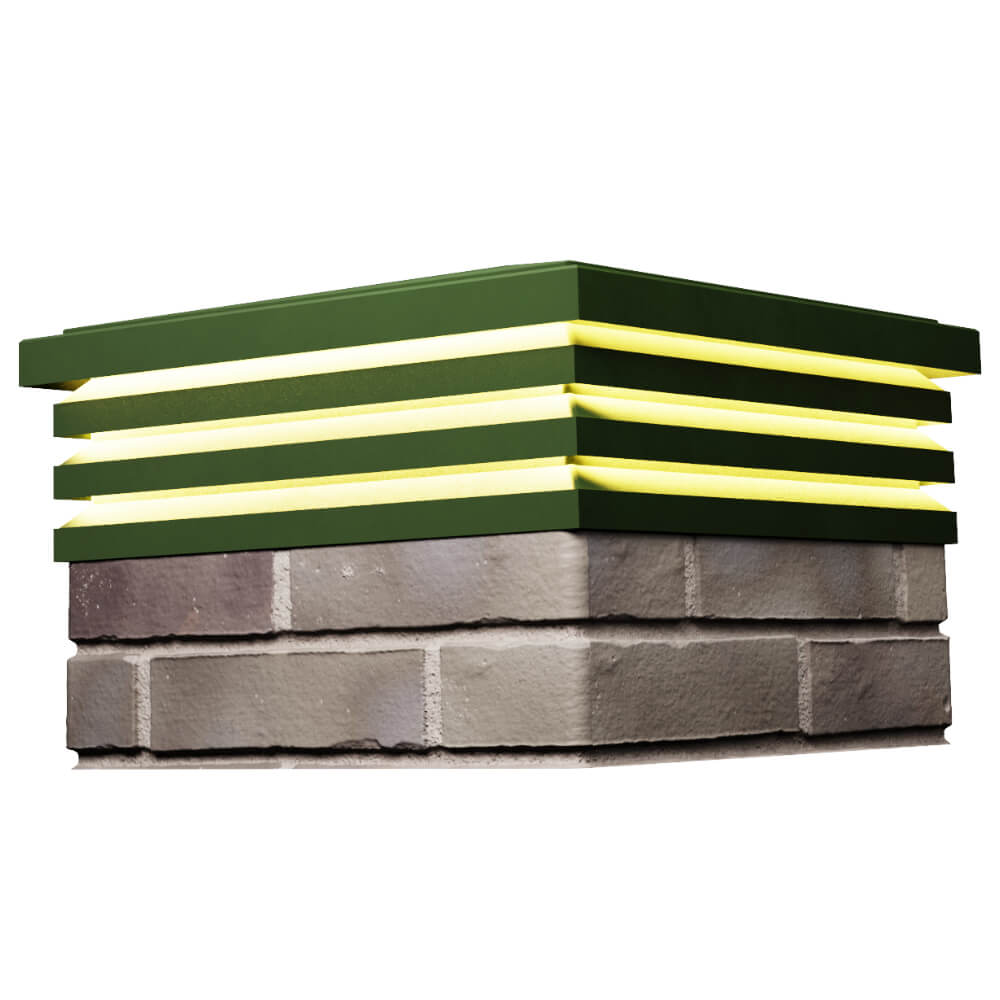 Колпак Zking Бона ХайТек Зеленый на столб 1.5х1.5 кирпича (385х385мм) с подсветкой в Балашихе фото