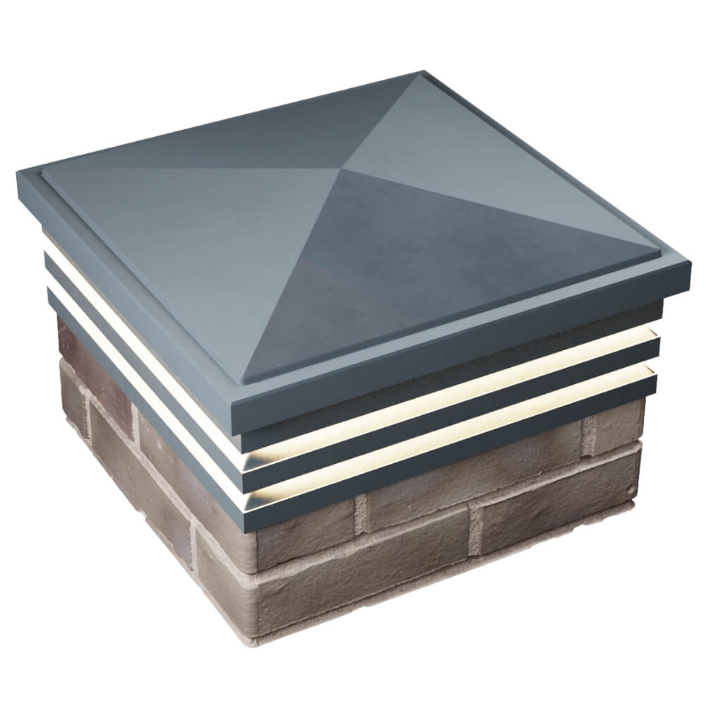 Колпак Zking Бона ХайТек Серый на столб 1.5х1.5 кирпича (385х385мм) с подсветкой в Балашихе фото