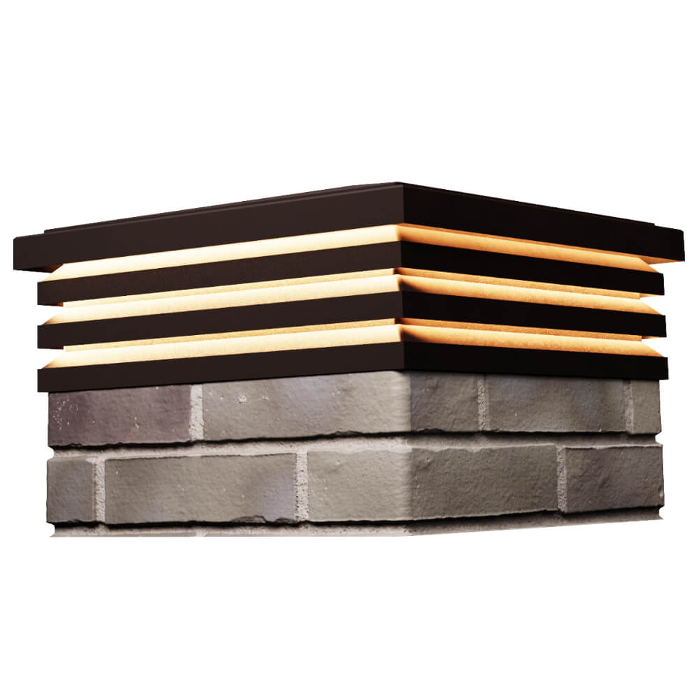 Колпак Zking Бона ХайТек Коричневый на столб 1.5х1.5 кирпича (385х385мм) с подсветкой в Балашихе фото