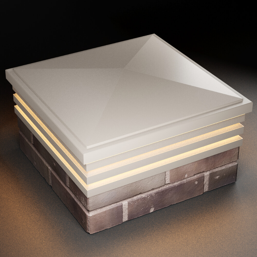 Колпак Zking Бона ХайТек Бежевый на столб 2х2 кирпича (513х513мм) с подсветкой в Балашихе фото