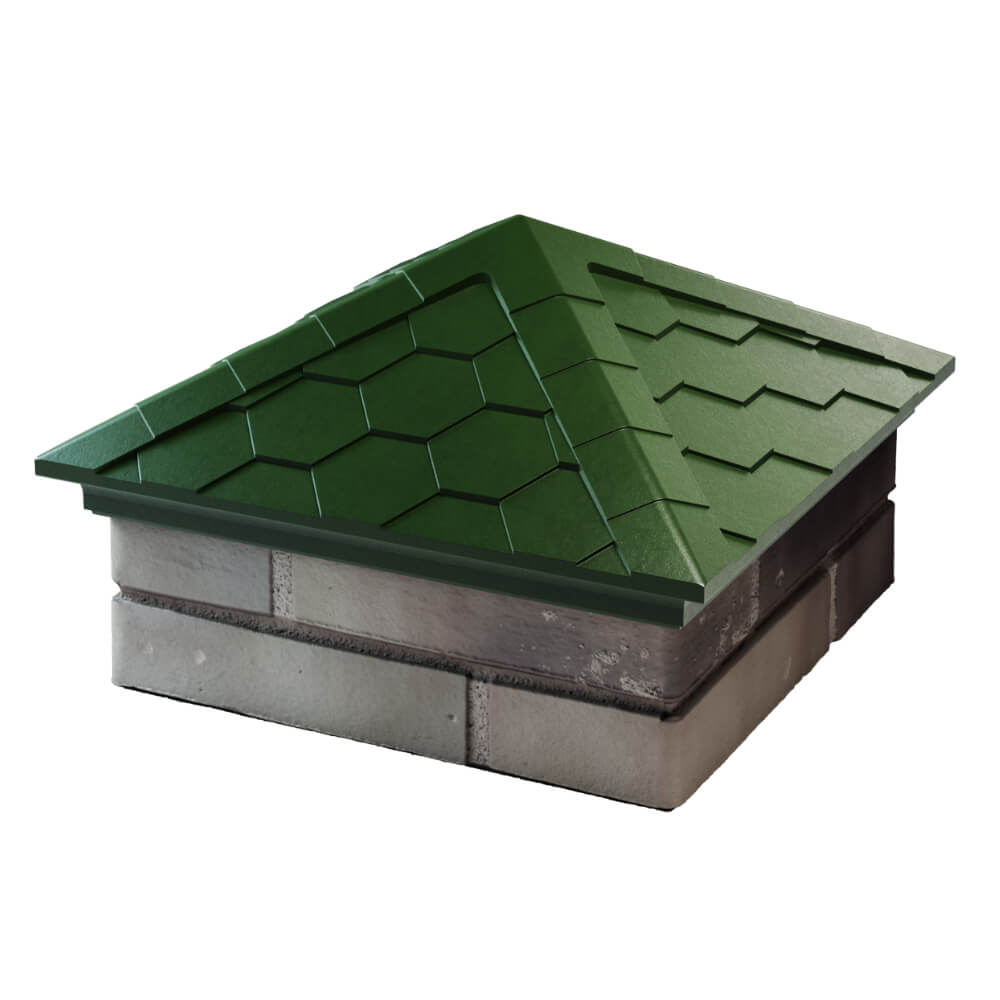 Колпак Zking Эверест Зеленый на столб 1.5х1.5 кирпича (390х390мм) в Балашихе фото