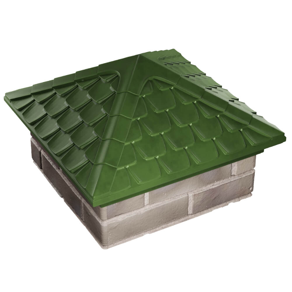 Колпак Zking Эльбрус Зеленый на столб 1.5х1.5 кирпича (385х385мм) в Балашихе фото