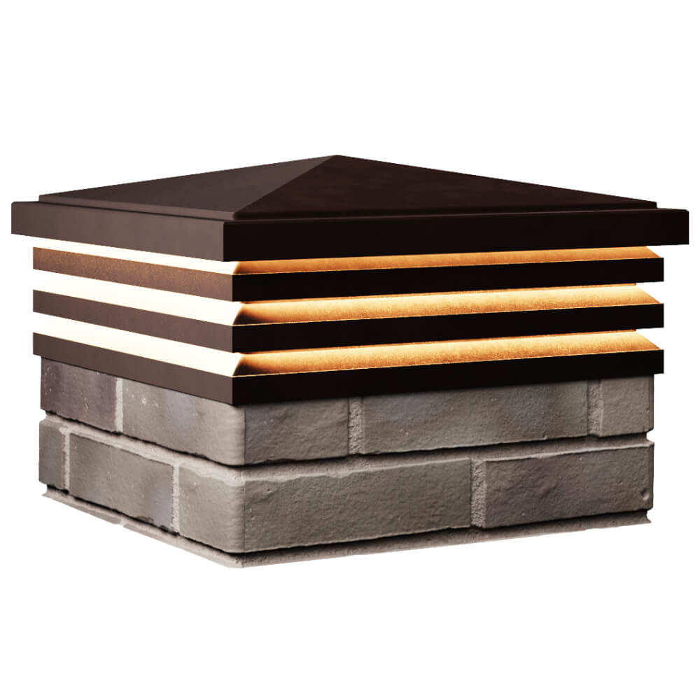 Колпак Zking Бона ХайТек Коричневый на столб 1.5х1.5 кирпича (385х385мм) с подсветкой в Балашихе фото