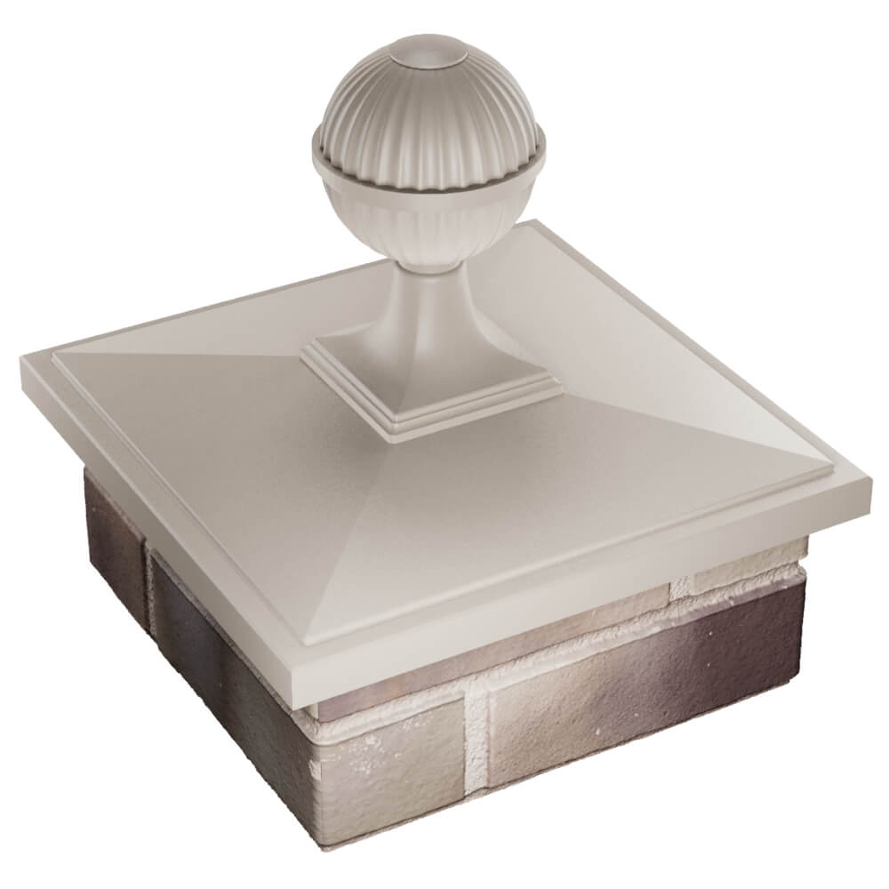 Колпак Zking БонаМоно Бежевый с шаром на столб 1.5х1.5 кирпича (385х385, 400х400мм) в сборе в Балашихе фото